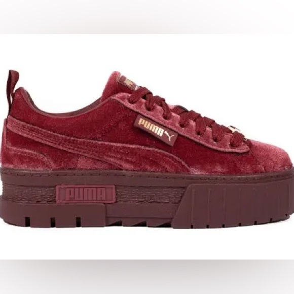 Puma Shoes - PUMA Burgundy Velvet Sneakers